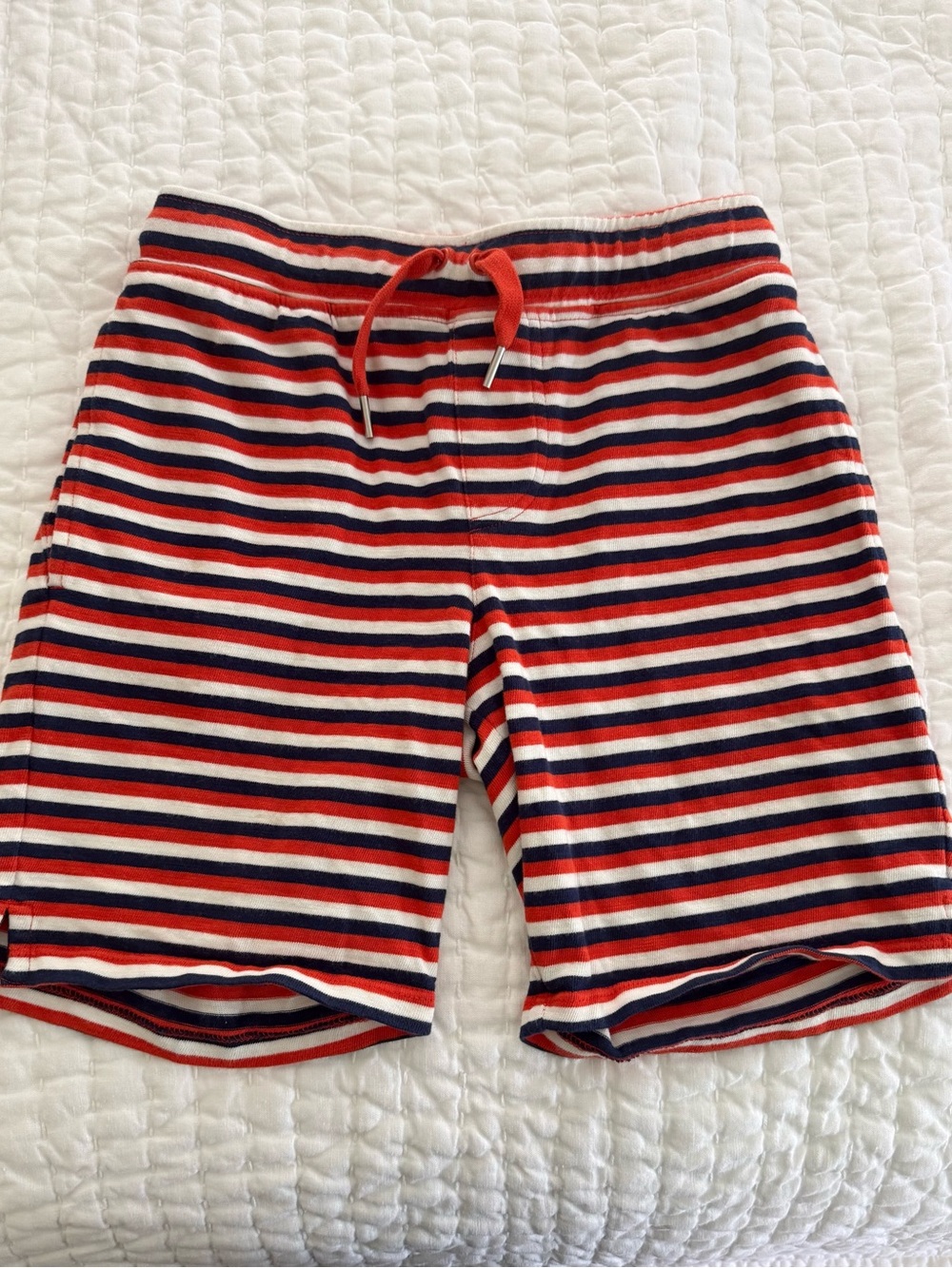 Boys Red, Navy & White Striped Cotton Shorts